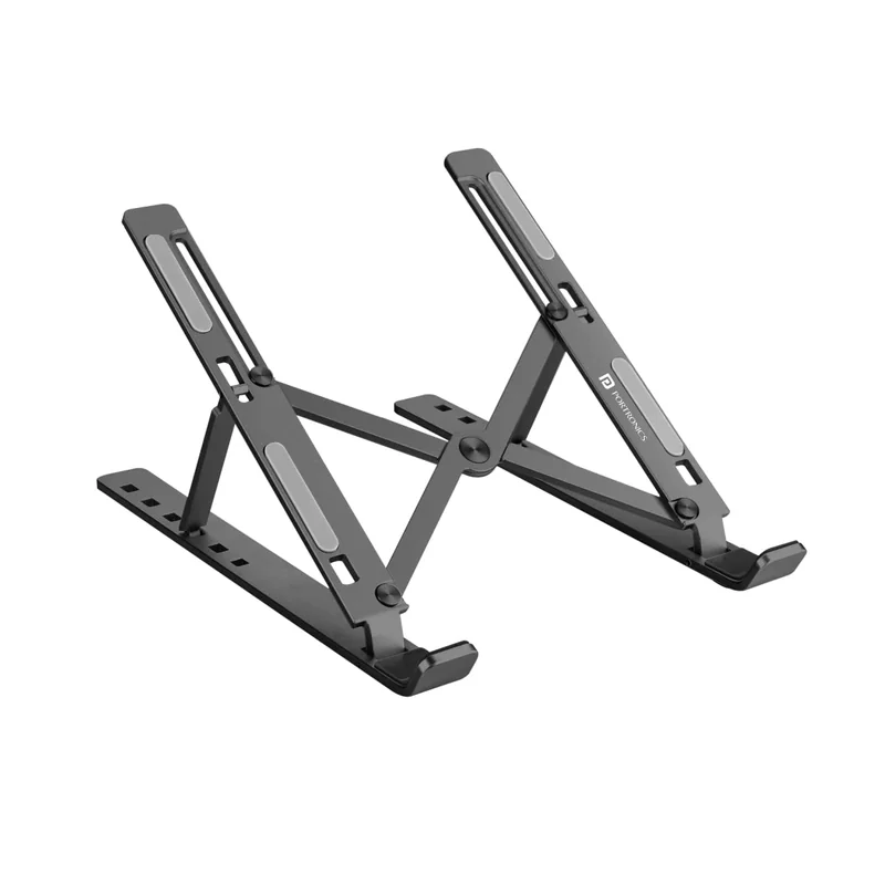 Portronics My Buddy K Portable Laptop Stand with Adjustable Height, Foldable, OverHeating Protection for Laptops & MacBooks (Grey) - Best price drop in India