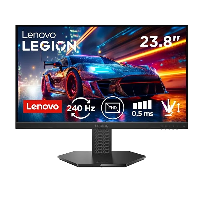 Lenovo Legion 24-10, 24 Inch IPS Full HD Gaming Monitor, 240Hz, 0.5ms, AMD FreeSyn Premium, NVIDIA G-Sync, 99% sRGB, Eyesafe, Dual HDMI, Display Port, Tilt, Swivel, Pivot, Height Adjust, Black - Verified Tech Deal in India
