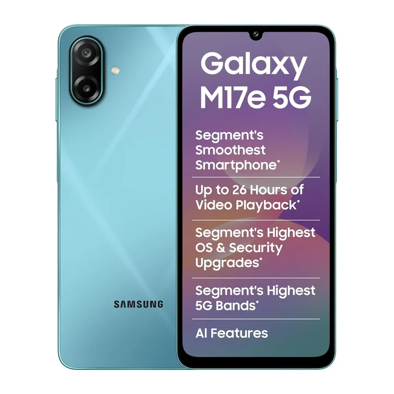 Samsung Galaxy M17e 5G Mobile (Blitz Blue, 6GB RAM, 128GB Storage) | Smoothest 120 Hz Refresh Rate| Monster 6000 mAh Battery | IP54 | 6 Gen OS Upgrades | AI | Gemini Live | Without Charger - Historical Price Reference India