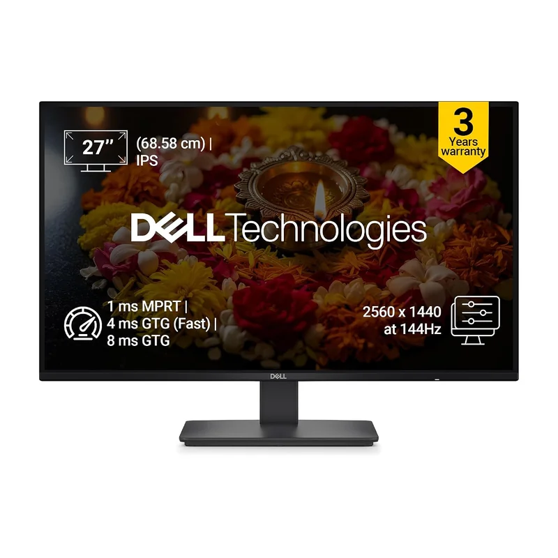 Dell SE2726D 27 inch (68.58 cm) QHD IPS Display, 144Hz Refresh, AMD FreeSync, Eye Comfort Technology, Flicker-Free, HDMI/DP Connectivity, Elegant Design for Work & Play - Best price drop in India
