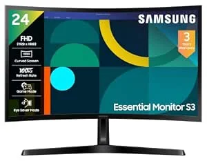 Samsung 24" Curved Monitor|1800R Curved Screen|100Hz|4ms|SRGB 95%|Ports-HDMI,D-Sub,Headphone|Game Mode|EyeSaver Mode|16.7M Color Support|Flicker Free|Off Timer Plus|LS24D368GAWXXL|Black - Best price drop in India