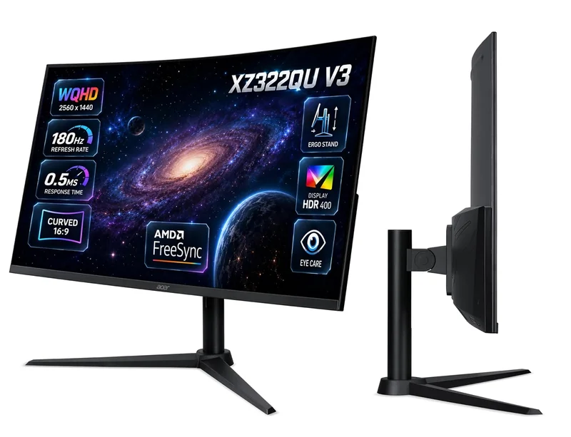 Acer Nitro XZ322QU V3 31.5 Inch Curved Gaming Monitor | WQHD 2560x1440 | 180Hz | Up to 0.5ms GTG | AMD FreeSync | VESA DisplayHDR 400 | 1500R Curved Screen VisionCare | HDMI 2.0 |DisplayPort 1.4 - Historical Price Reference India