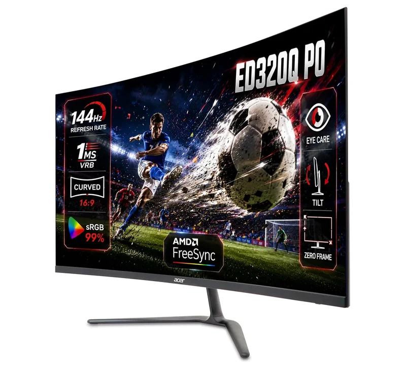 Acer Nitro ED320Q P0 31.5 Inch Curved Gaming Monitor | Full HD 1920x1080 Resolution | 144Hz Refresh | 1ms VRB | AMD FreeSync | 1500R Curved Screen | ZeroFrame Display Widget | VisionCare | HDMI - Historical Price Reference India